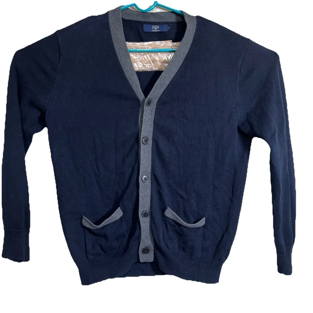 J Crew Cardigan Sweater‎ Mens Medium Button Up Pockets Cotton V-Neck Preppy